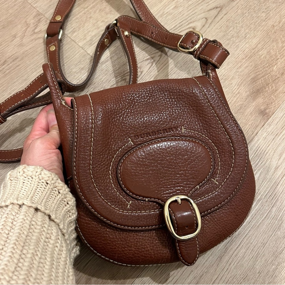 Burberry Leather Crossbody Saddle Bag Purse